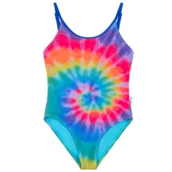 Limeapple Girl's Tie Dye Printed Swimsuit, One-Piece